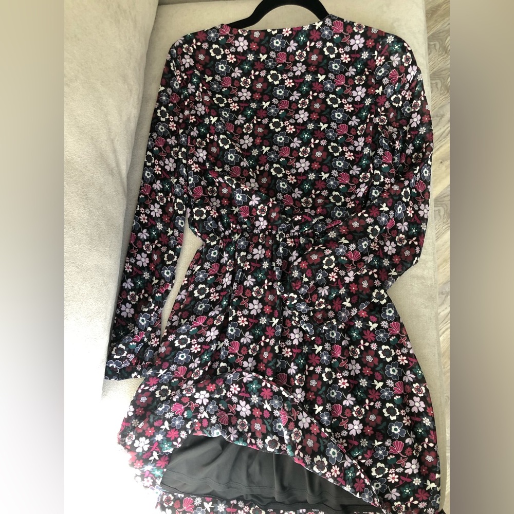 Long Sleeve Sheer Lined Floral Dress by EXPRESS Brand